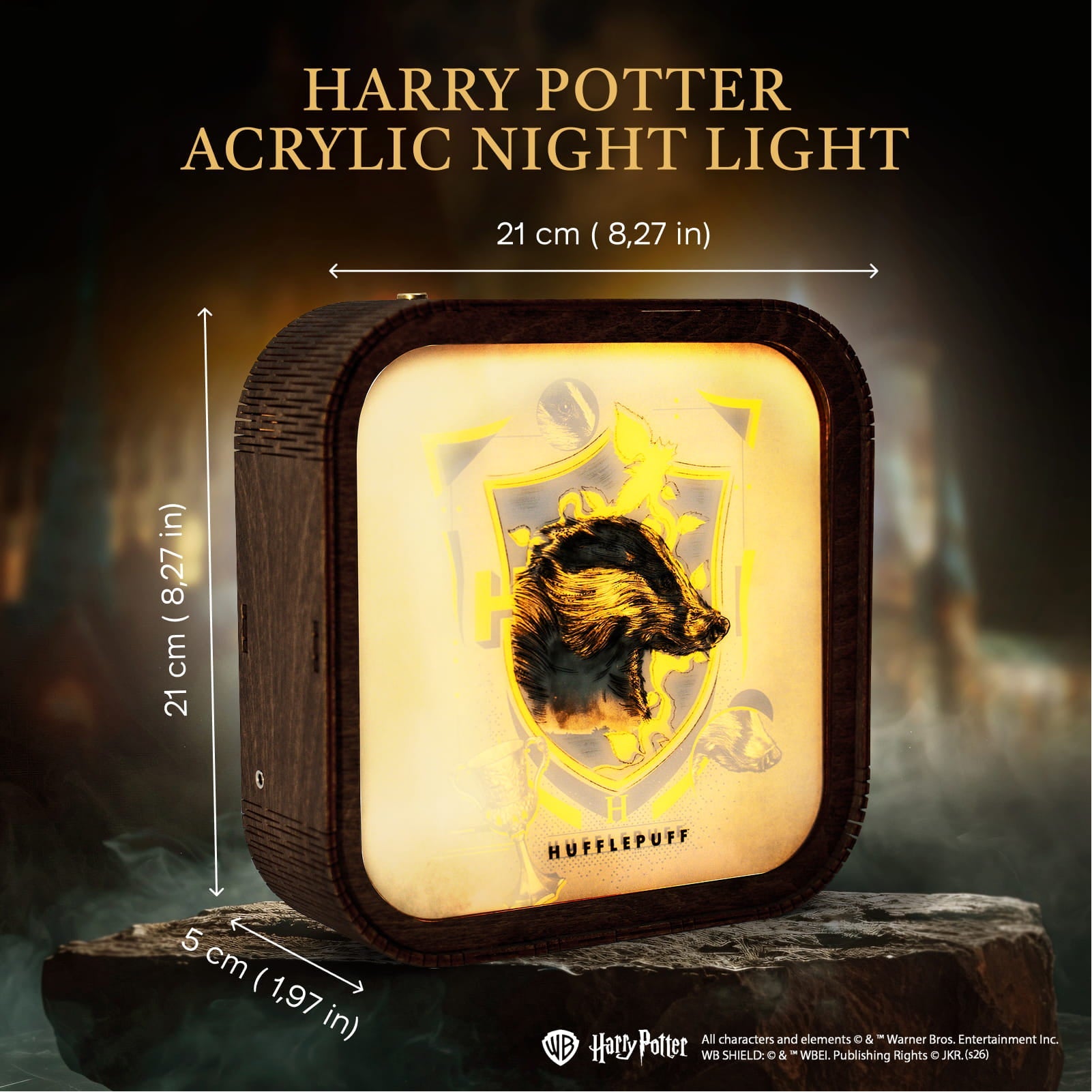 Wooden Acrylic Harry Potter Night Light - Badger of Hufflepuff by Enjoy The Wood