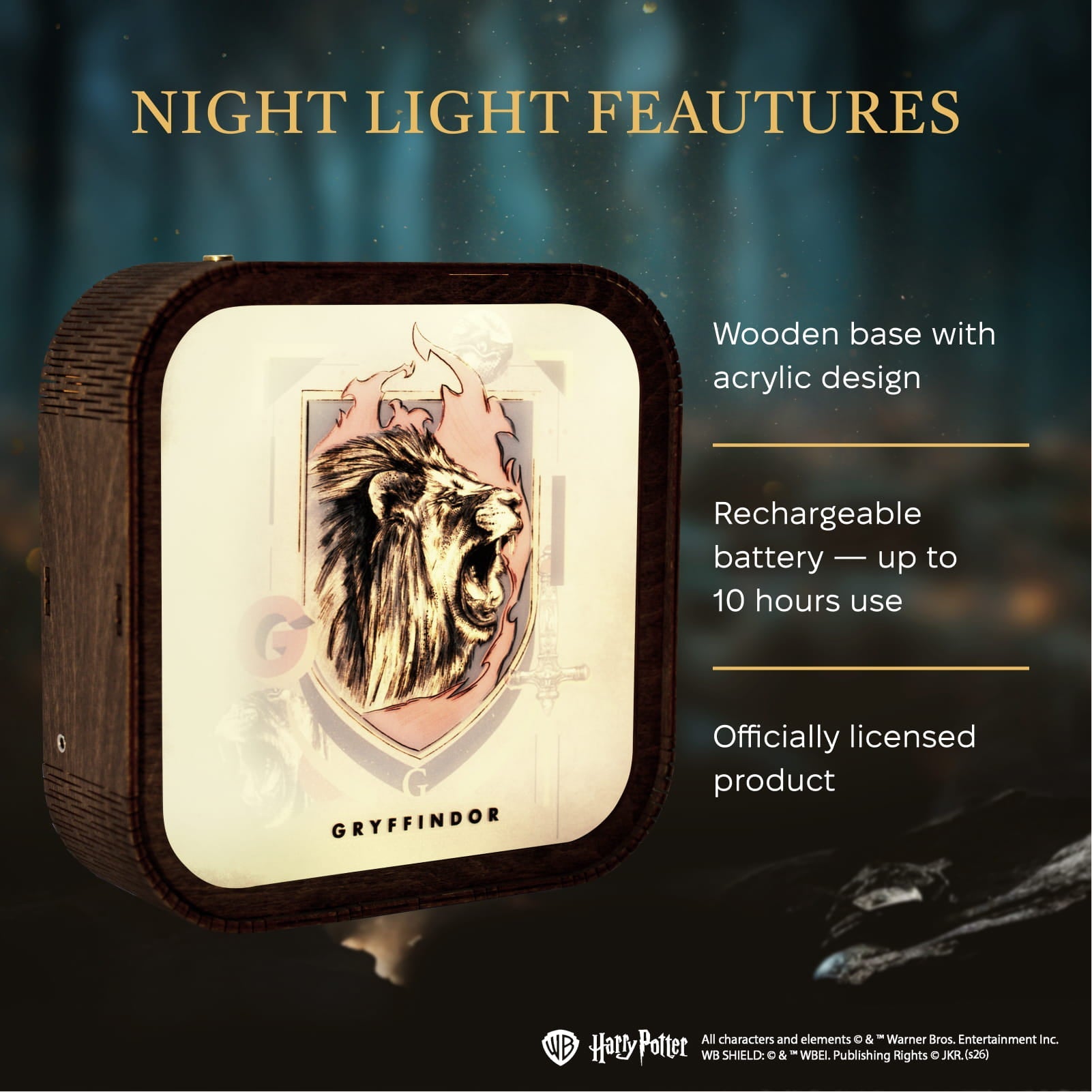 Wooden Acrylic Harry Potter Night Light - Lion of Gryffindor by Enjoy The Wood