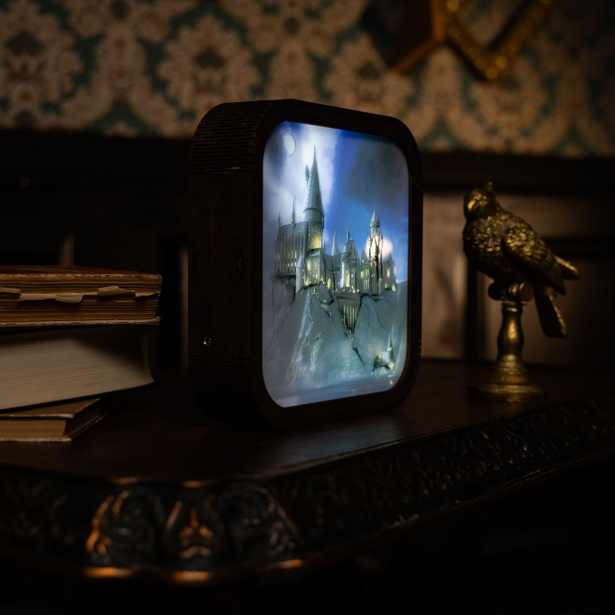 Wooden Acrylic Harry Potter Night Light - Hogwarts After Curfew by Enjoy The Wood
