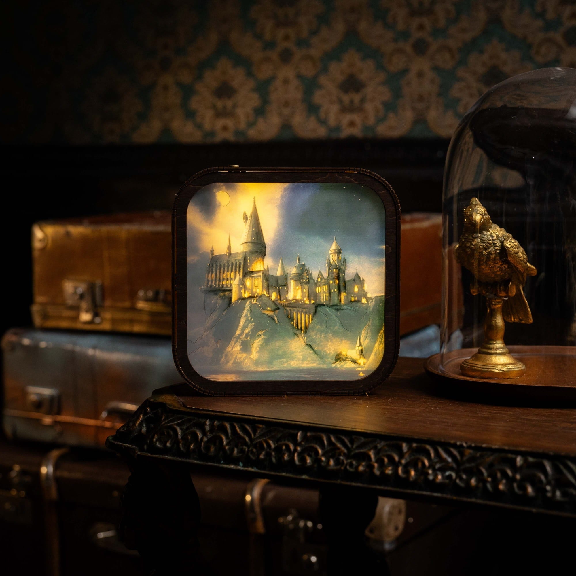 Wooden Acrylic Harry Potter Night Light - Hogwarts After Curfew by Enjoy The Wood