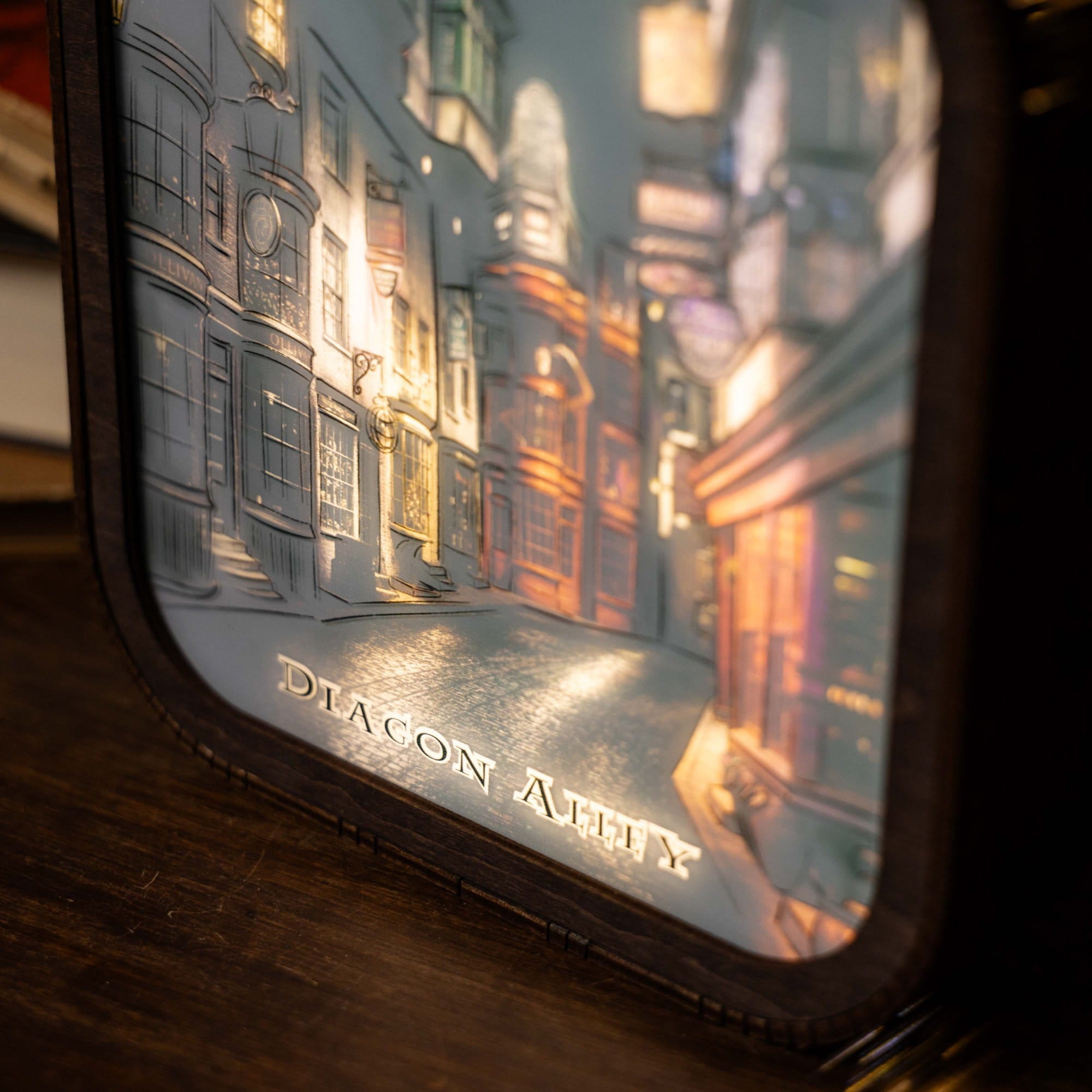 Wooden Acrylic Harry Potter Night Light - Night in Diagon Alley by Enjoy The Wood
