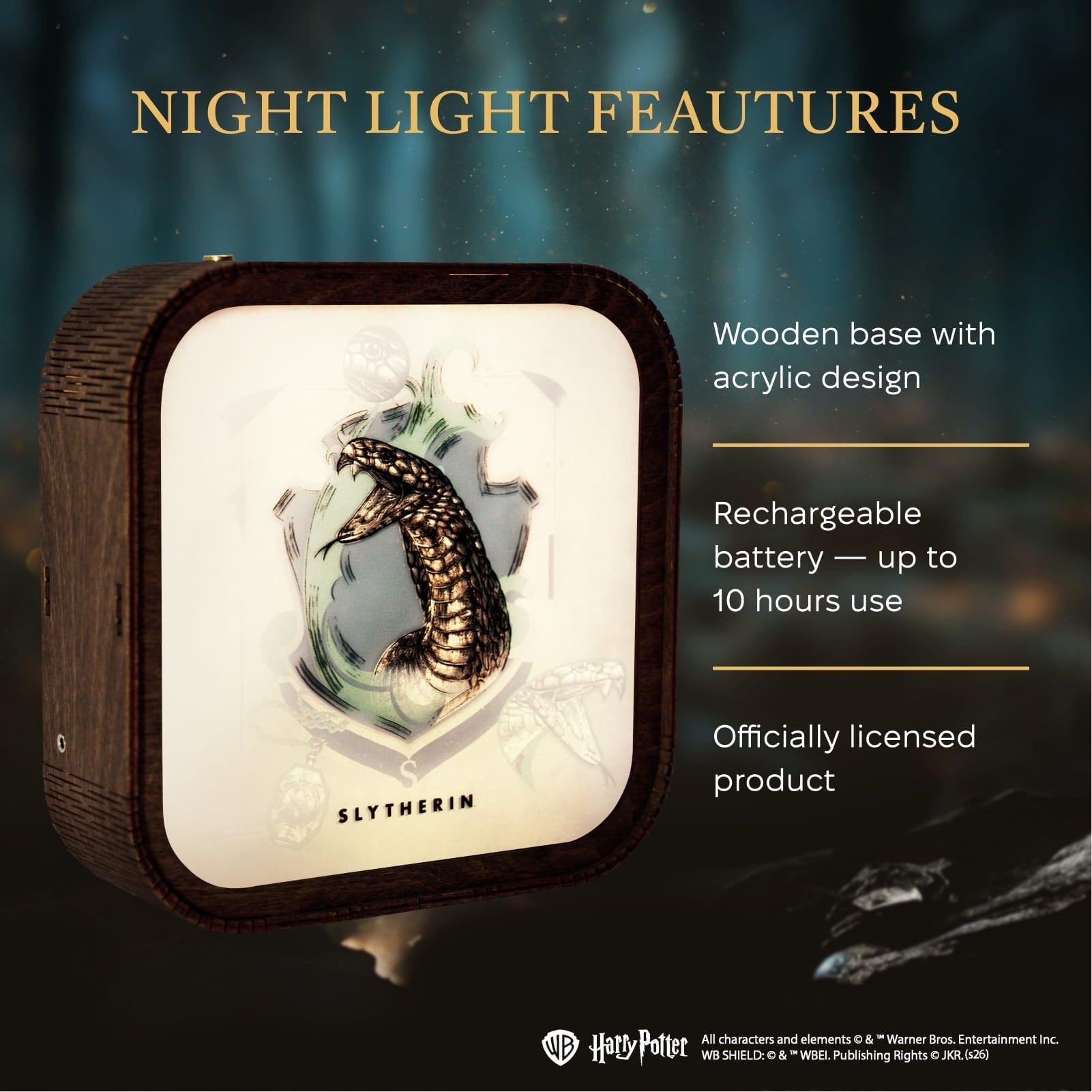 Wooden Acrylic Harry Potter Night Light - Serpent of Slytherin by Enjoy The Wood