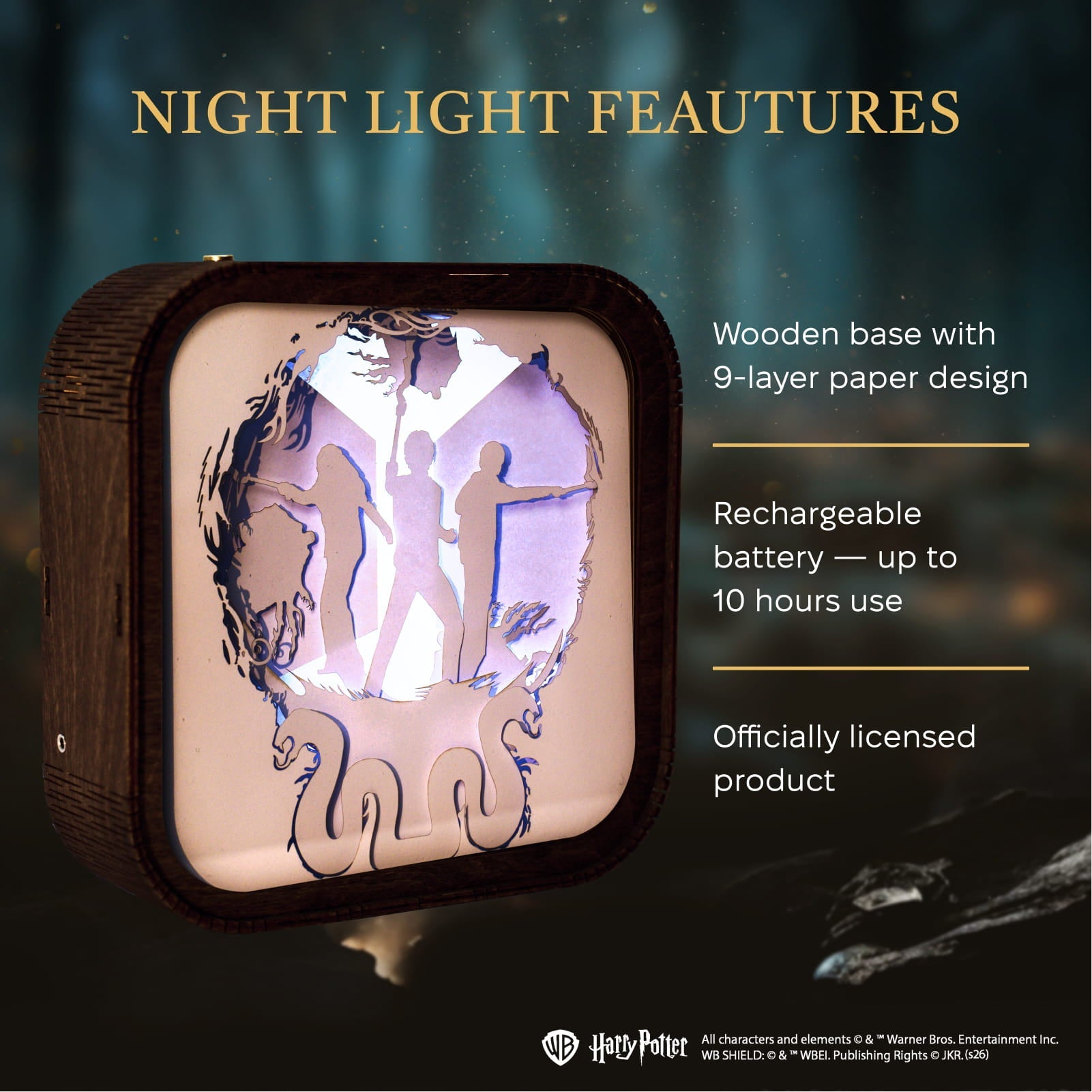 Wooden Paper Night Light - Trio with Wands by Enjoy The Wood