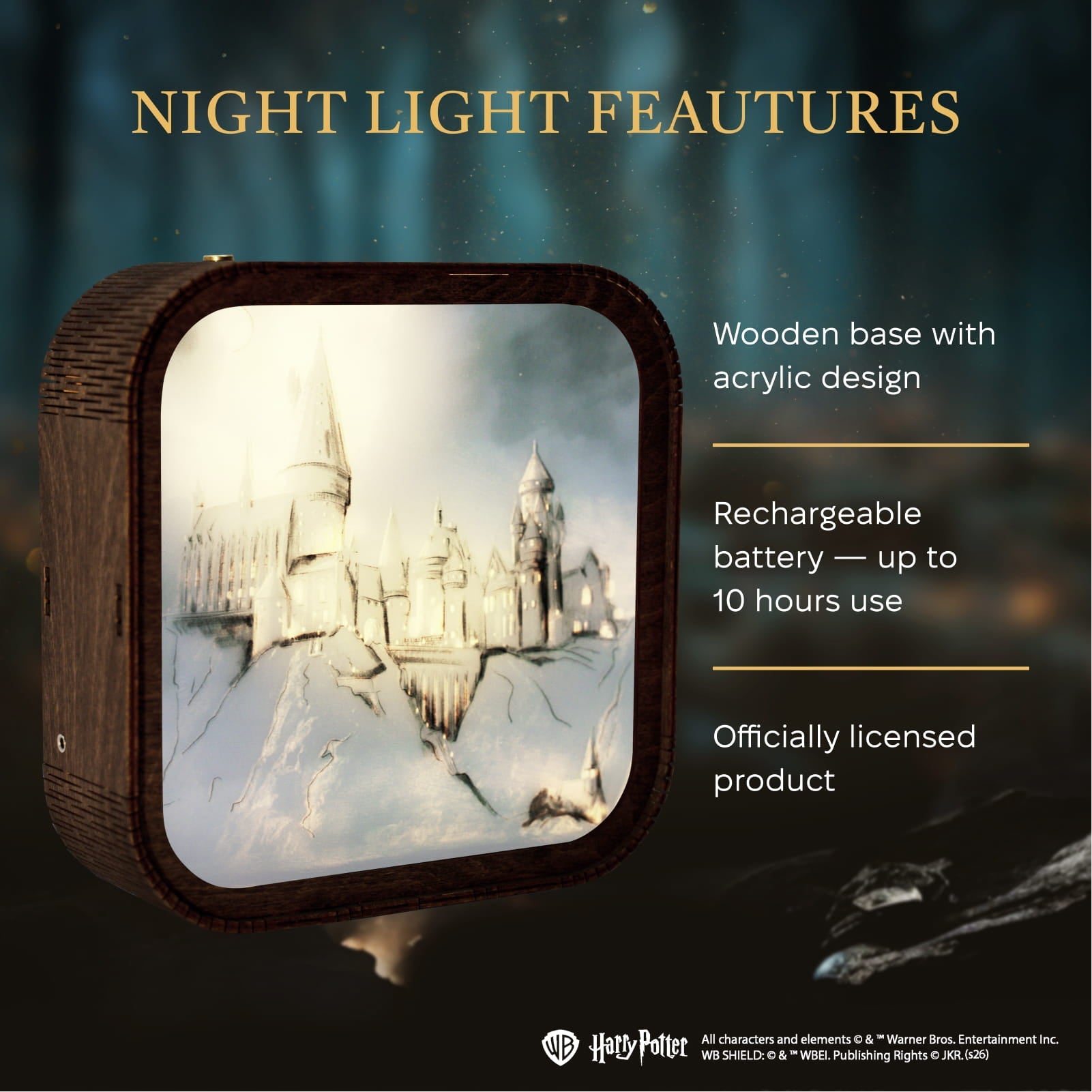 Wooden Acrylic Harry Potter Night Light - Hogwarts After Curfew by Enjoy The Wood 