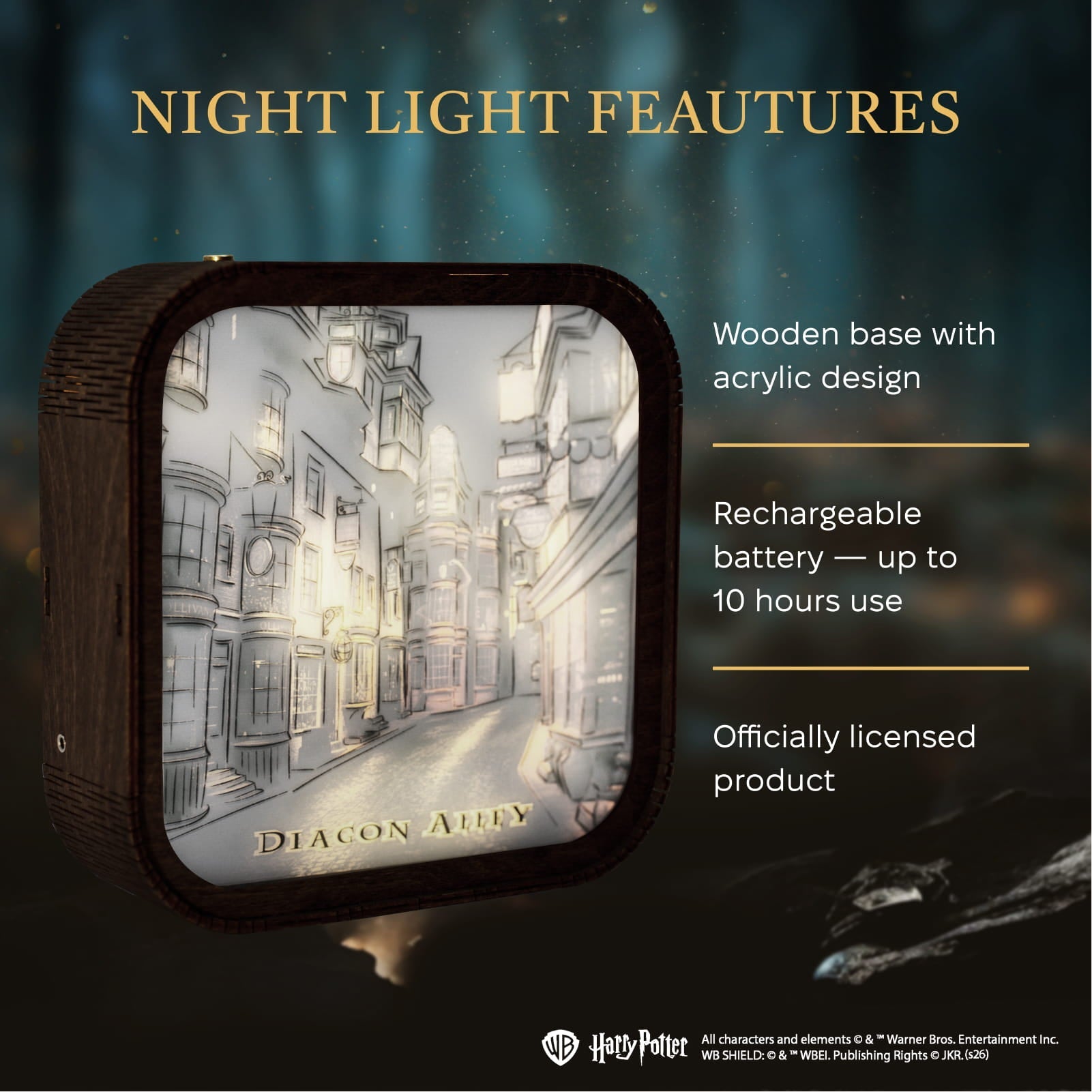 Wooden Acrylic Harry Potter Night Light - Night in Diagon Alley by Enjoy The Wood 